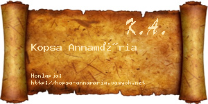 Kopsa Annamária névjegykártya